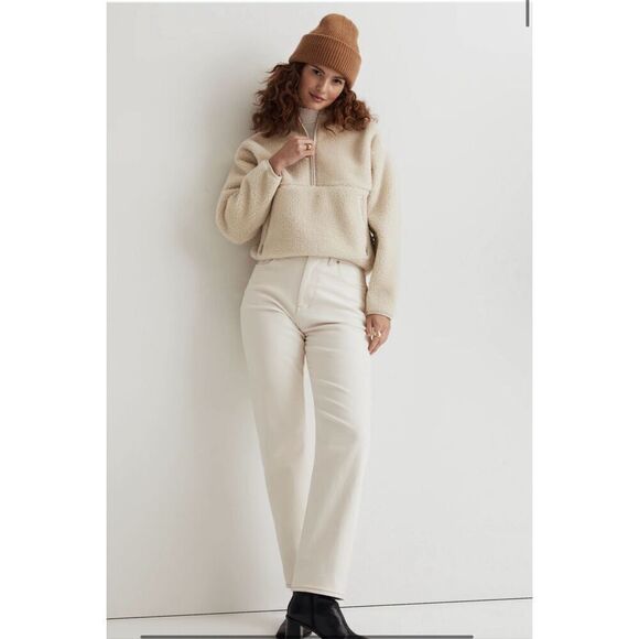 NWT Madewell Faux Shearling Half-Zip Pullover in Ecru size S - Picture 12 of 14